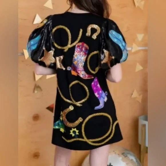 Queen of Sparkles black rodeo dress - Picture 2 of 4